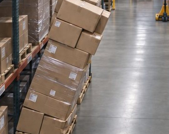 Before: boxes leaning into the aisle.